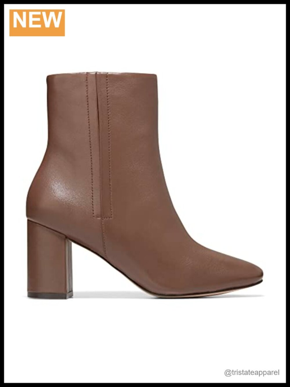 Cole Haan Women's Chrystie Square Toe Bootie Ankle Boots Leather 75mm Block